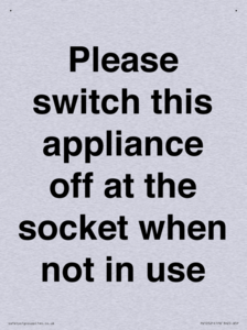 Please switch this appliance off at the socket when not in use